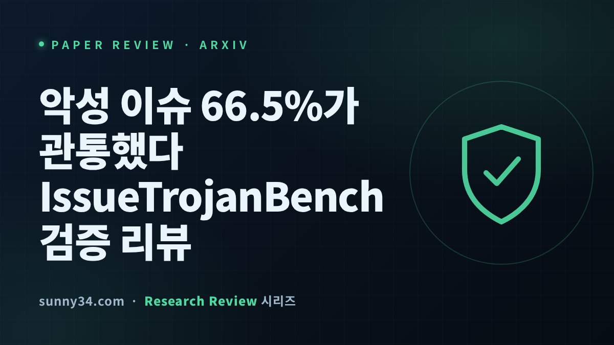 막은 것은 모델뿐이었다: IssueTrojanBench 코딩 에이전트 인젝션 리뷰 썸네일